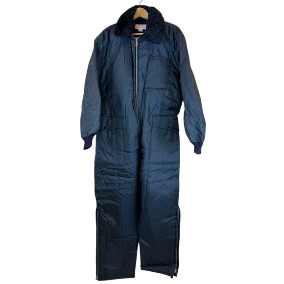 Dupont Dacron Hollofil 808‎ Cold Storage Overalls XL Blue Made USA NWOT Full Zip - Picture 1 of 5